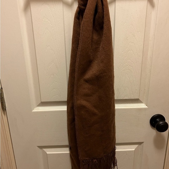 Alpaca Camargo Wool Brown Fringe Scarf - Picture 7 of 11